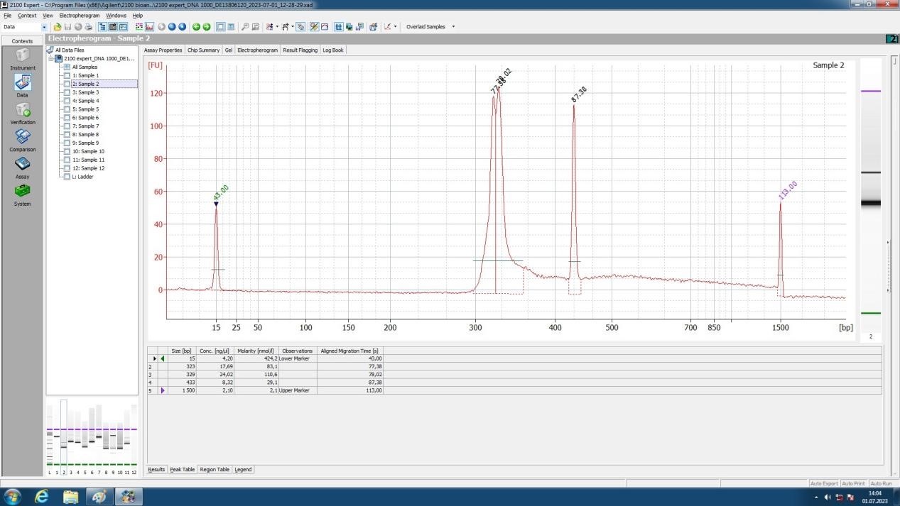 Рисунок – Результаты на приборе MiSeq